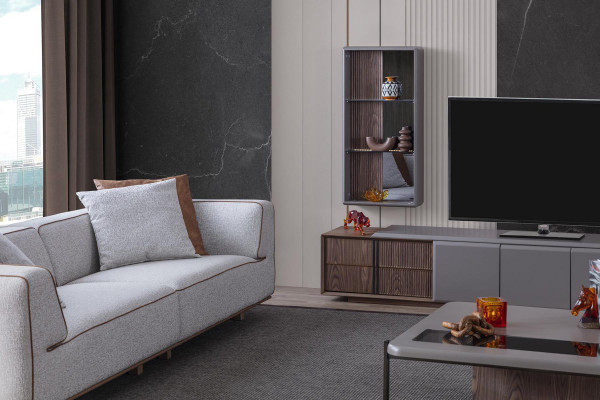 Designer Wunnzëmmer Set 7 Deeler Modern Wunnengsmaueren Wunnzëmmer Mauer-Schränk