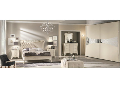 Schlofkummer Bett Nuetsdësch Konsole Kleederschaf Modern Holz Luxus Set 6 Deeler.