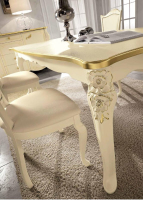 Iesszëmmer Beige Iessdësch 4x Still Kommode Vitrinn Grupp Garnitur Miwwelen 7tlg