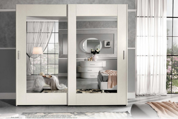 Luxus Set 7-deelech Schlofkummer Bett Nuetsdësch Kommode Spigel Kleederschaf Nei