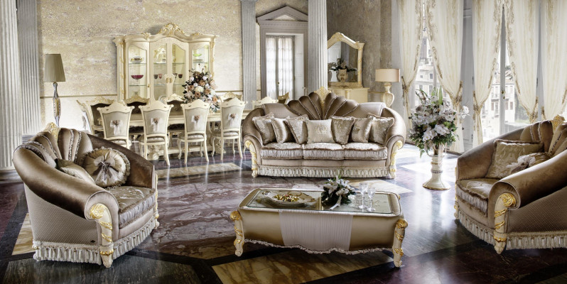 Luxus Miwwelen Sofa Garnitur Couch Sofa Polster 3+1+1 Sëtz + Kaffisdësch Holz nei