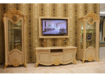 Design Wunnwand Sideboard 2x Schaf rtv Lowboard Anrichte 3 tlg. Set Vitrin