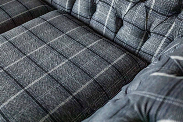 Design Chesterfield Textil Luxus 2-Sëtzer Stoff Canapé Polster Sofa Nei