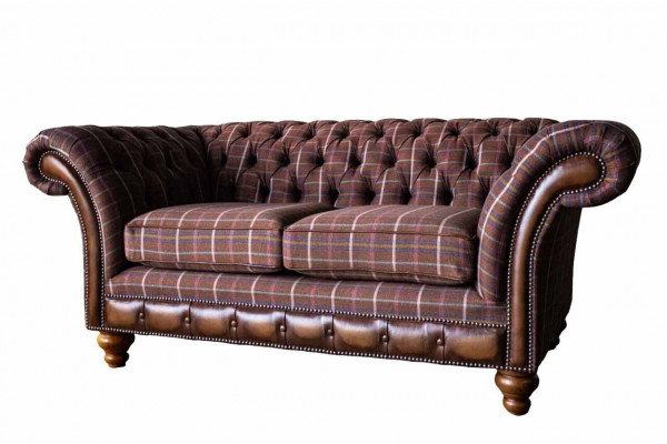 Chesterfield Zweisëtzer Miwwel 2 Sëtzer Canapé Couch Polster Lounge Couche.