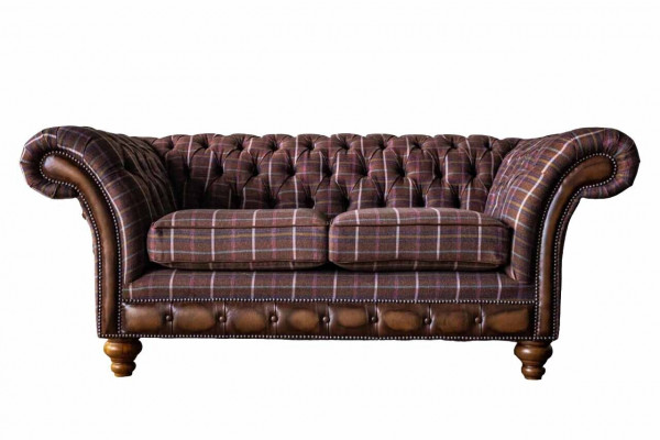 Chesterfield Zweisëtzer Miwwel 2 Sëtzer Canapé Couch Polster Lounge Couche.