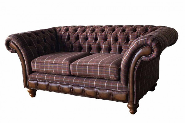 Chesterfield Zweisëtzer Miwwel 2 Sëtzer Canapé Couch Polster Lounge Couche.