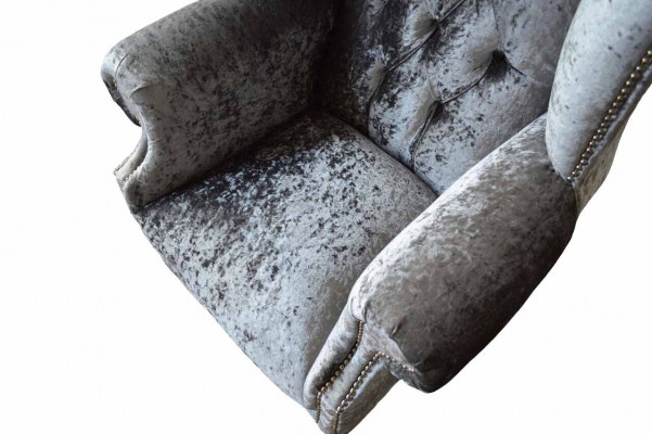 Ohrensessel Chesterfield Fotell Canapé 1 Sëtz Gro Stoff Textil Nei