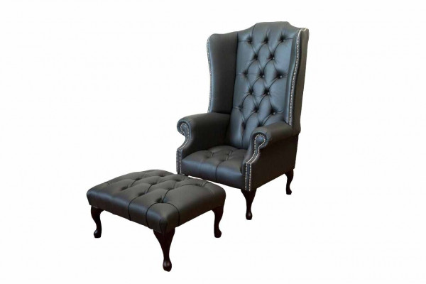 Fauteuil mat Hocker Designer Gefléckte Fauteuil Chesterfield Ouerfauteuil Nei
