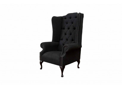 Ohrensessel Still Sëtzer Schwaarz Design Polster Chesterfield Textil Nei