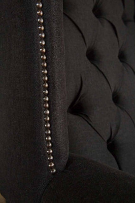 Ohrensessel Still Sëtzer Schwaarz Design Polster Chesterfield Textil Nei