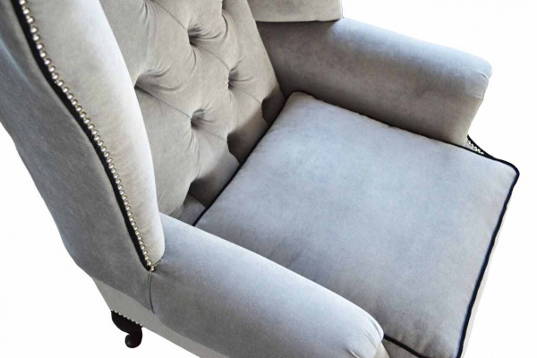 Chesterfield Oueresessel 1 Sëtz Sessel Textil Polster Canapé Couch Nei