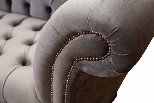 Chesterfield 3 Sëtzer Design Couch Sofa Polster Sëtz Stoff Luxus Canapéen