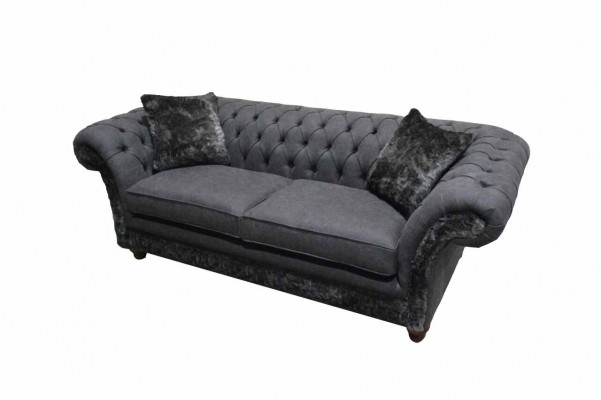 Sofa 3 Sëtzer Couch Textil Sofa Gro Design Miwwel Sofas Couchen Chesterfield
