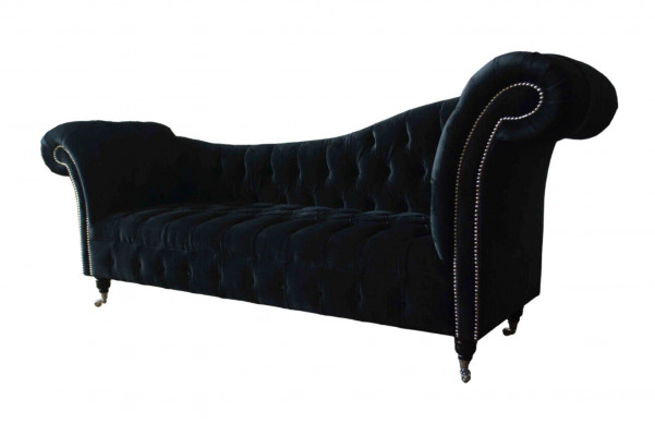 Sofa Luxus Textil Chesterfield Canapé Polster 3 Sëtz Garnitur Blo Samett