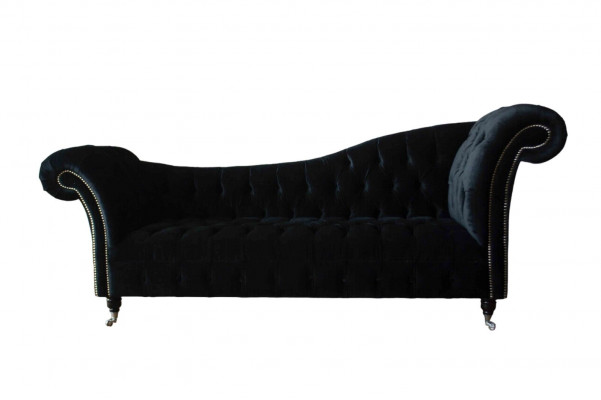 Sofa Luxus Textil Chesterfield Canapé Polster 3 Sëtz Garnitur Blo Samett