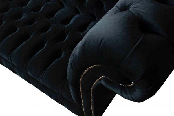 Sofa Luxus Textil Chesterfield Canapé Polster 3 Sëtz Garnitur Blo Samett
