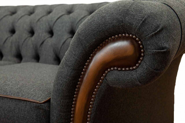 Sofa 2 Sëtzer Design Sofas Polster Couchen Textil Chesterfield Zweisëtzer