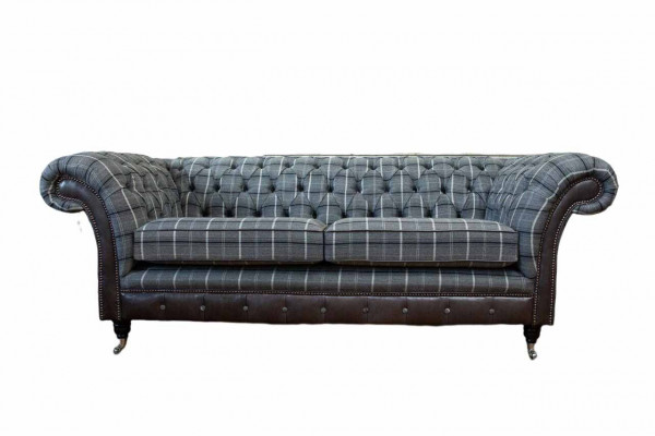 Sofa 3 Sëtz Sofas Textil Couchen Design Miwwelen Dräisëtzer Grombéisch Chesterfield