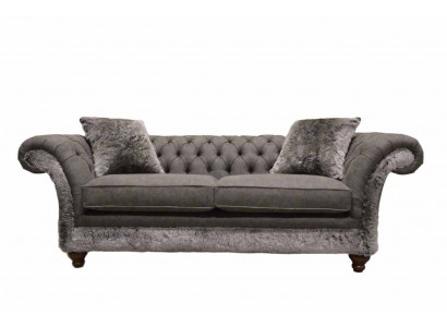 Chesterfield Canapé 3 Sëtzer Polster Couch Klassesch Stoff Couchen Textil