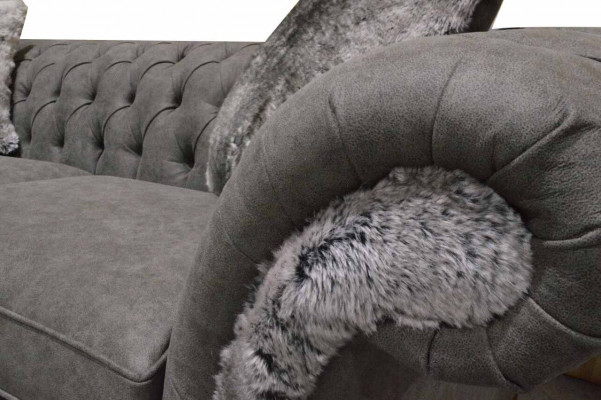 Chesterfield Canapé 3 Sëtzer Polster Couch Klassesch Stoff Couchen Textil