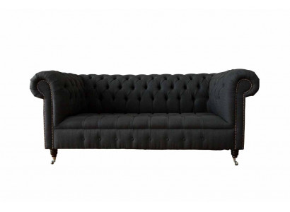 Sofa 3 Sëtzer Couchen Art déco Drësëtzer Neit Textil Luxus Couch Polster