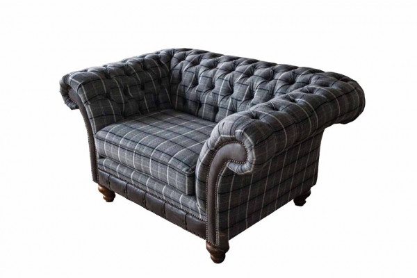 Chesterfield Fauteuil Canapé 1 Plaz Sofa Textil Stoff Couchen Polster Neu