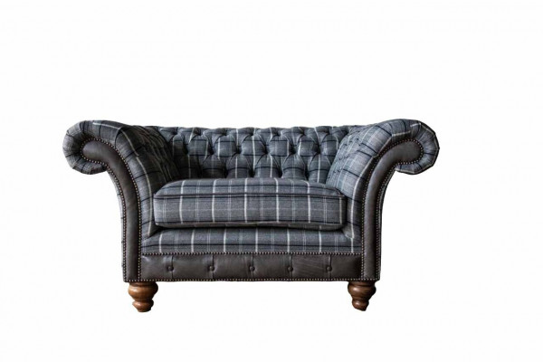 Chesterfield Fauteuil Canapé 1 Plaz Sofa Textil Stoff Couchen Polster Neu