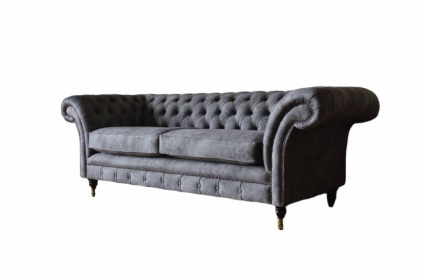 Design Polstersofa 3 Sëtzer Canapé Luxus Klassesch Textil Chesterfield