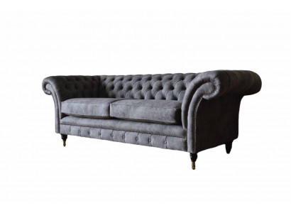 Design Polstersofa 3 Sëtzer Canapé Luxus Klassesch Textil Chesterfield