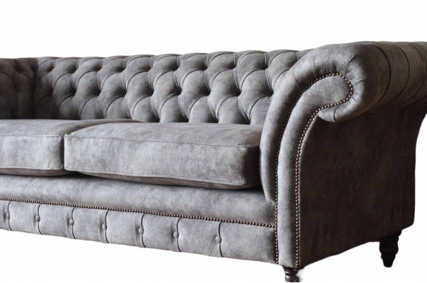 Design Polstersofa 3 Sëtzer Canapé Luxus Klassesch Textil Chesterfield