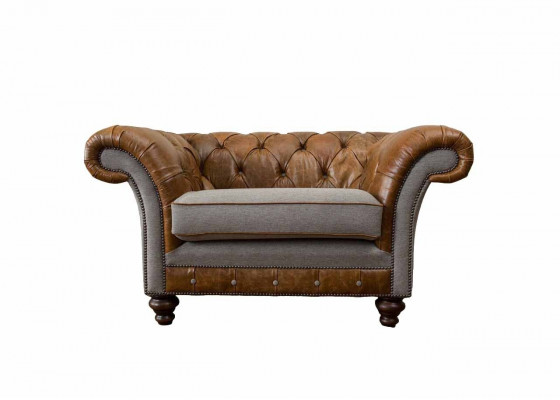 Chesterfield Design Sessel 1-Sëtz Couch Luxus Klassesch Textil Sofas