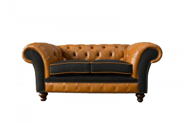 Chesterfield Lieder-Sofa Sofa Couch Polster 2-Sëtzer Textil Sofean Couchen