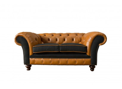 Chesterfield Lieder-Sofa Sofa Couch Polster 2-Sëtzer Textil Sofean Couchen