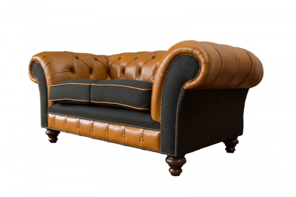 Chesterfield Lieder-Sofa Sofa Couch Polster 2-Sëtzer Textil Sofean Couchen