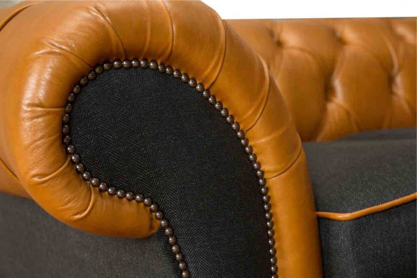 Chesterfield Lieder-Sofa Sofa Couch Polster 2-Sëtzer Textil Sofean Couchen