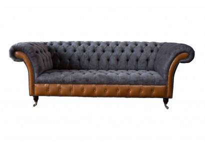 Design Sofa 3 Sëtzer Chesterfield Canapé Polstersofa Drësëtzer Nei