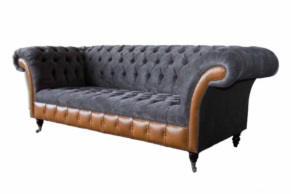 Design Sofa 3 Sëtzer Chesterfield Canapé Polstersofa Drësëtzer Nei