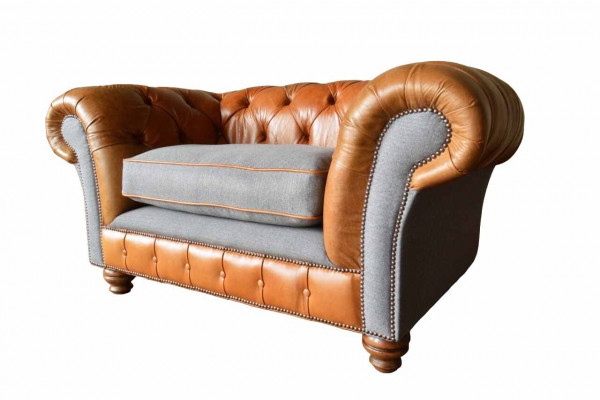 Chesterfield Fauteuil Design Polstersofa Canapé Sofas 1 Sëtzer Textil Neit