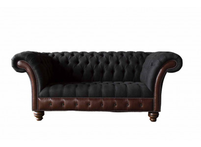 Canapé Zweisitzer Couch Polster Sofa Stoff Chesterfield Couche Gray Nei