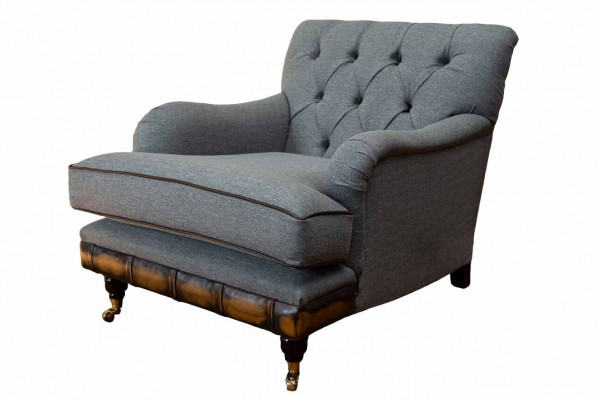 Sëtzfauteuil Ouerfauteuil Sëtzer Stoff Luxus Wunnzëmmer Klassesch Chesterfield