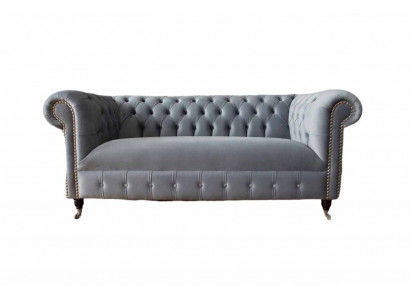Chesterfield Gro Couch Drësëtzeger Sofa Couchen Sofae Samt Miwwelen 230cm