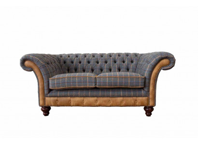 Chesterfield Sofa 2 Sëtz Design Canapé Drësëtzer Luxus Miwwelen Stil Textil Sofas