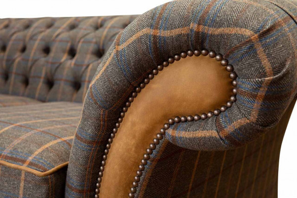 Chesterfield Sofa 2 Sëtz Design Canapé Drësëtzer Luxus Miwwelen Stil Textil Sofas