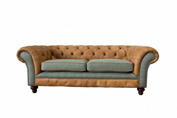 Sofa 3 Sëtzer Design Polster Couchen Lieder Relax Chesterfield Dräisëtzer