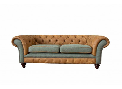 Sofa 3 Sëtzer Design Polster Couchen Lieder Relax Chesterfield Dräisëtzer