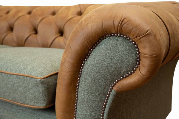 Sofa 3 Sëtzer Design Polster Couchen Lieder Relax Chesterfield Dräisëtzer
