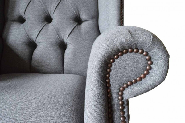 Ohrensessel Chesterfield Sofa Canapé Plüsch 1 Plazere Grom Sëtz Textil