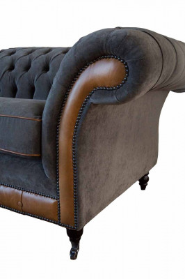 Chesterfield Luxus 2 Sëtzer Canapé Polstersofa Zweisëtzer Lieder Canapéën