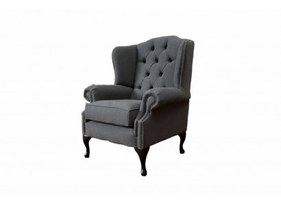 Grau Ouschteressesel Sessel Design Polstersofa Couch Chesterfield Textil Nei
