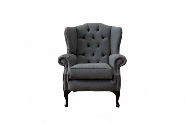Grau Ouschteressesel Sessel Design Polstersofa Couch Chesterfield Textil Nei